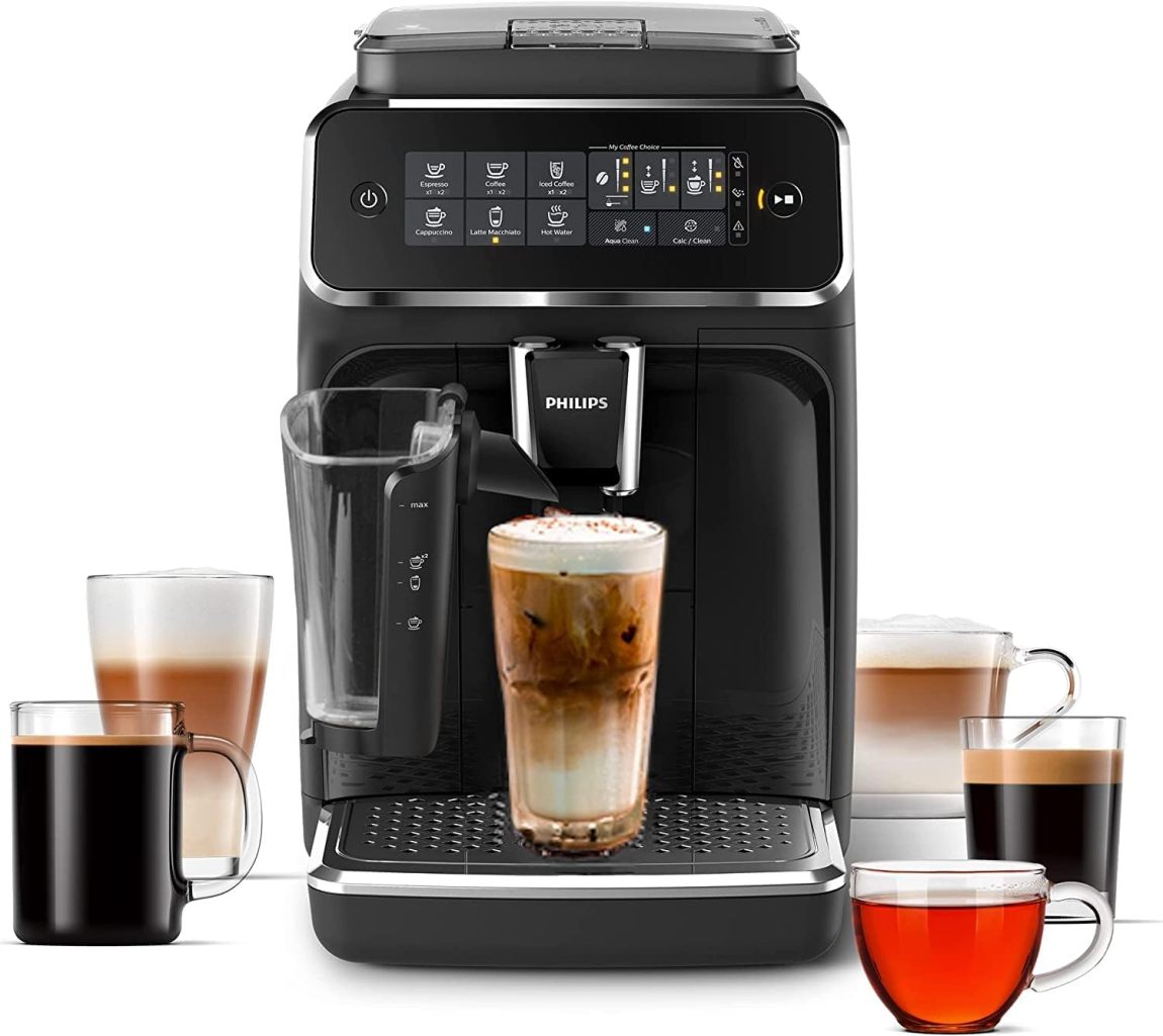 Philips 3200 Series Fully Automatic Espresso Machine - LatteGo Milk Frother & Iced Coffee, 5 Coffee Varieties, Intuitive Touch Display, Black, (EP3241/74) - Online Shop