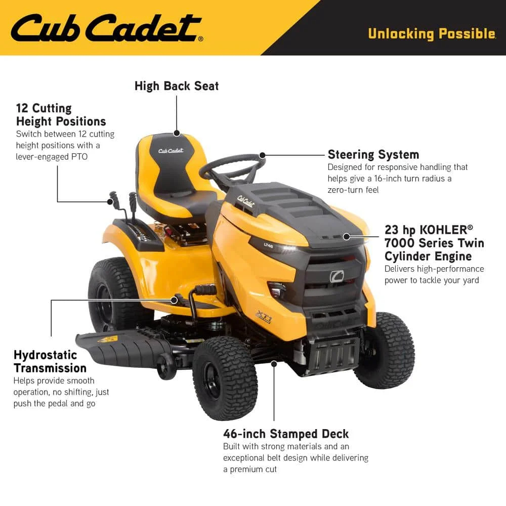 XT1 Enduro LT 46 in. 23 HP V-Twin Kohler 7000 Series Engine Hydrostatic Drive Gas Riding Lawn Tractor - Online Shop