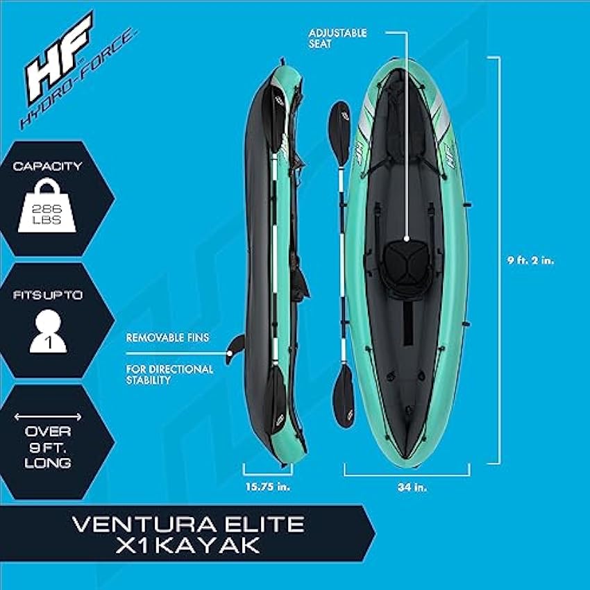Bestway Hydro Force Inflatable Kayak Set | Includes Seat, Paddle, Hand Pump, Storage Carry Bag | Great for Adults, Kids and Families - Online Shop