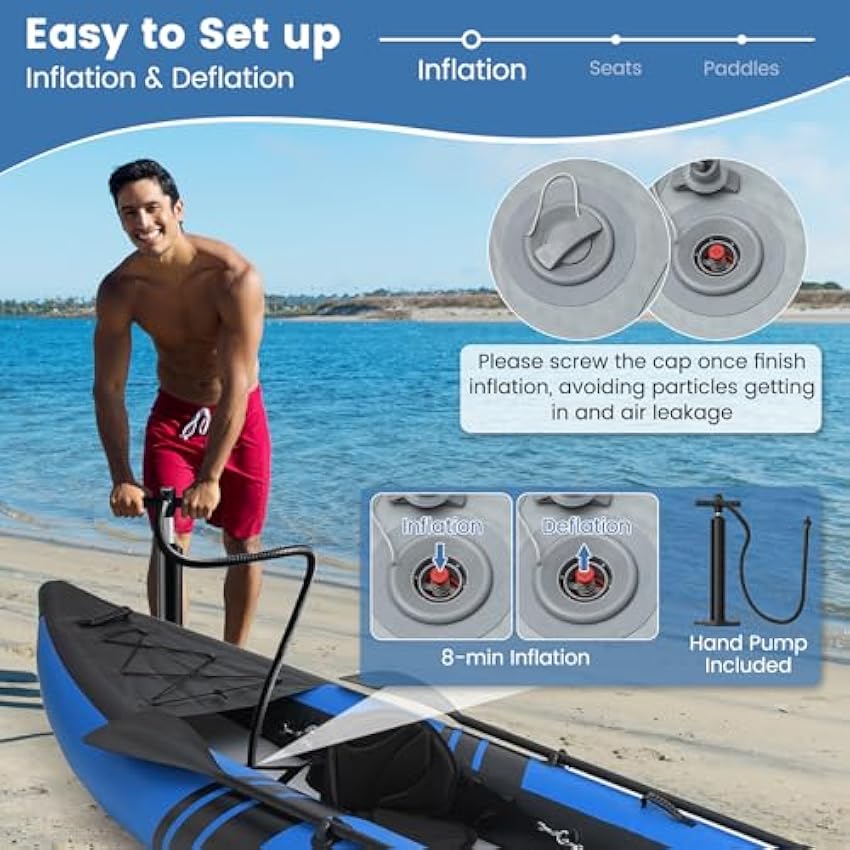 S AFSTAR Inflatable Kayak, 2 Person Canoe with 507 lbs Capacity, Drop-Stitch Floor, All Accessories & Carry Bag, 12.5 ft Large Sit in Tandem Kayak for Fishing, Camping & Exploring for Adults - Online Shop