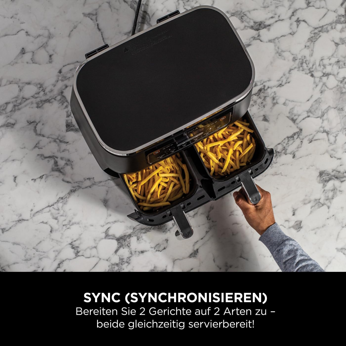 Ninja [AF300EU] 2 Large Frying Compartments, 6 Functions, 2470 W, 2 Independent Garzones, 7.6 Litres, 65% Save Energy Costs - Online Shop