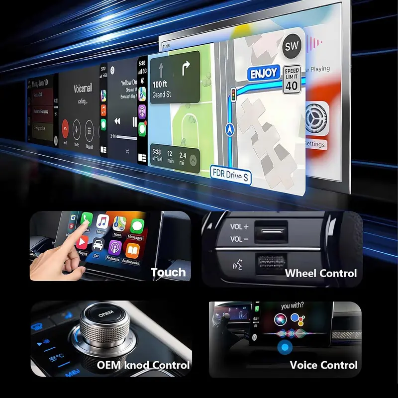 2026 Adaptador inalámbrico carplay para iPhone / Android - Conexión rápida, sin latencia, adaptador inalámbrico de llamada manos libres Cargador electrónico carplay dongle - Online Shop