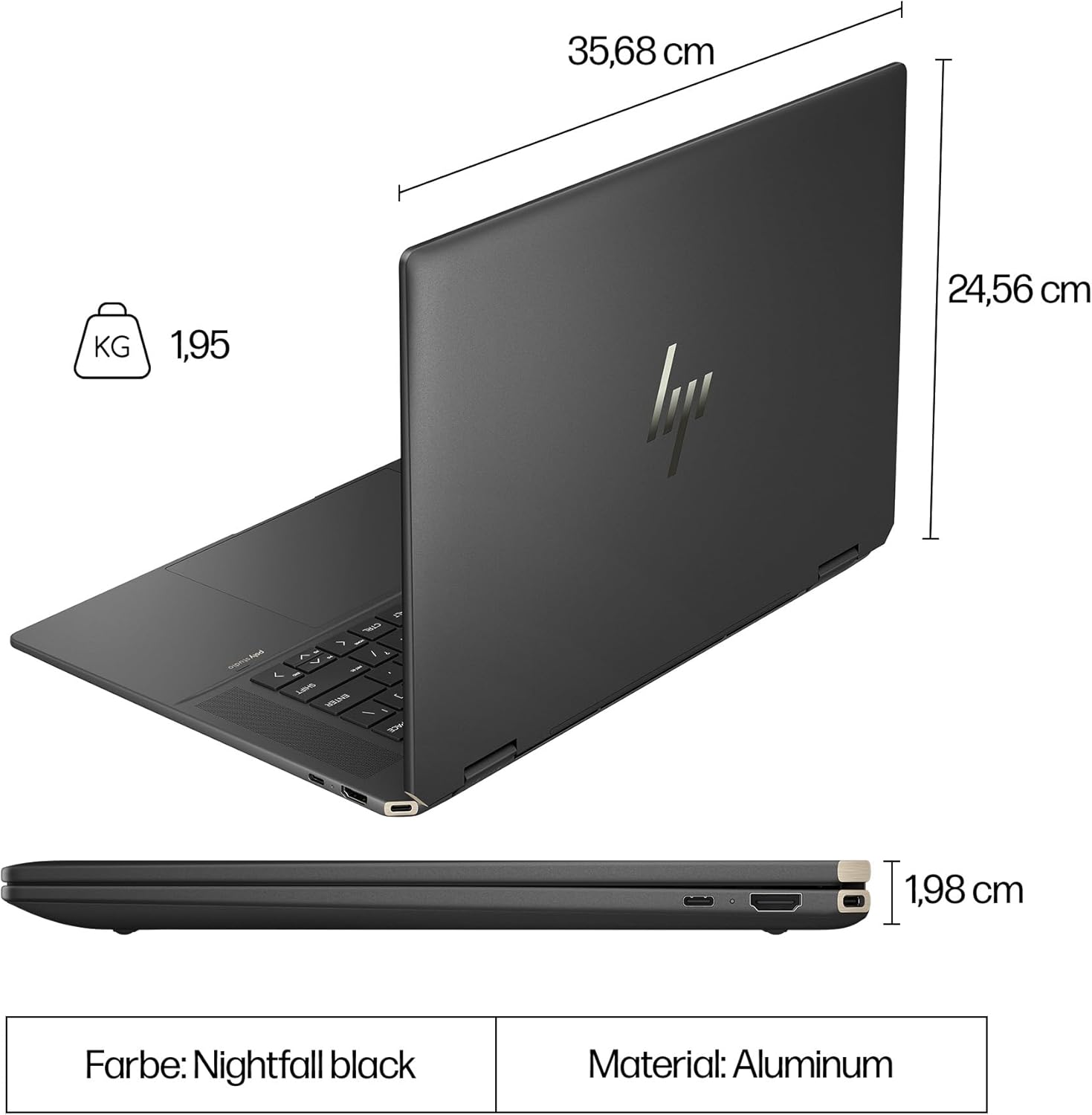 HP Spectre x360 2-in-1 Convertible Laptop | Intel Core Ultra 7 155H with Integrated AI | 16 Inch WQXGA IPS Touchscreen | 16GB RAM | 1TB SSD | Intel Arc Graphics | Win11 | QWERTZ Copilot Key - Online Shop