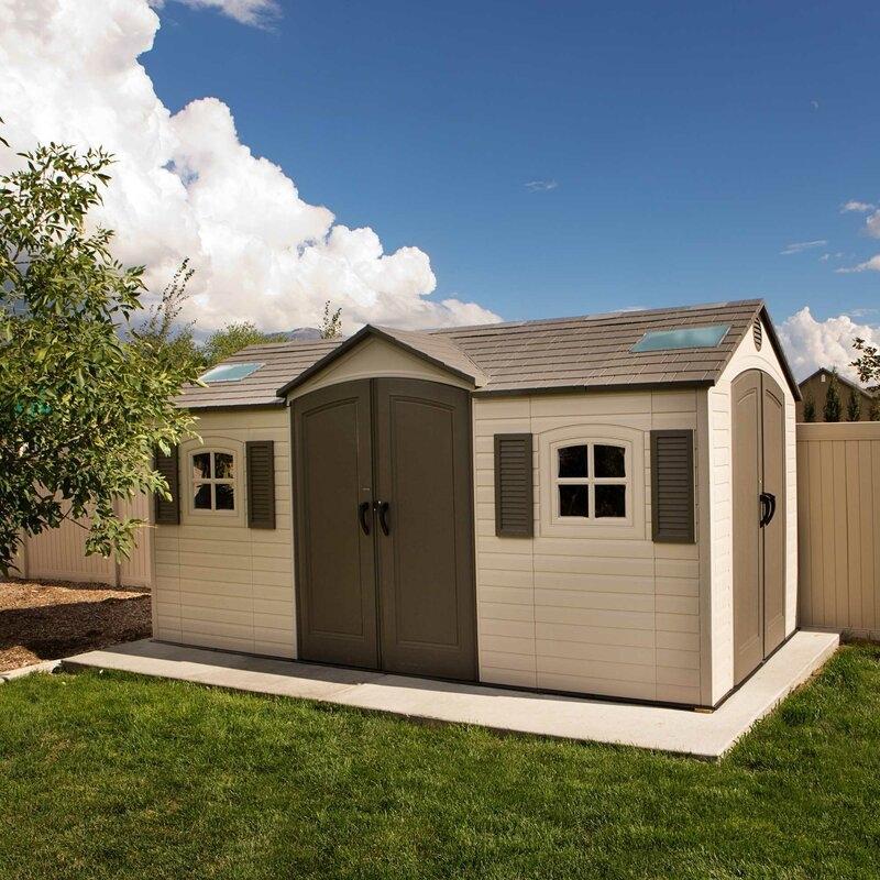 Dual Entry 15 ft. W x 8 ft. D Plastic Storage Shed - Online Shop