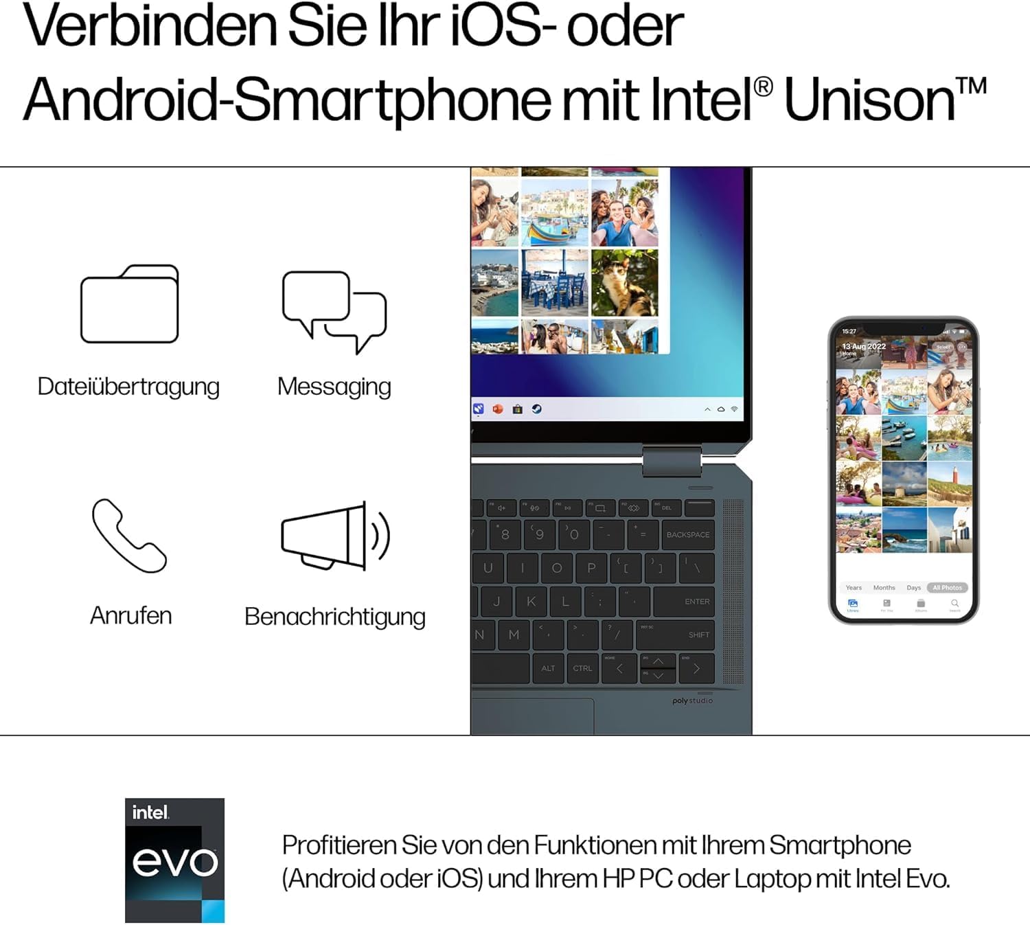 HP Spectre x360 2-in-1 Convertible Laptop | Intel Core Ultra 7 155H with Integrated AI | 16 Inch WQXGA IPS Touchscreen | 16GB RAM | 1TB SSD | Intel Arc Graphics | Win11 | QWERTZ Copilot Key - Online Shop