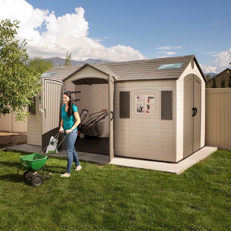 Dual Entry 15 ft. W x 8 ft. D Plastic Storage Shed - Online Shop