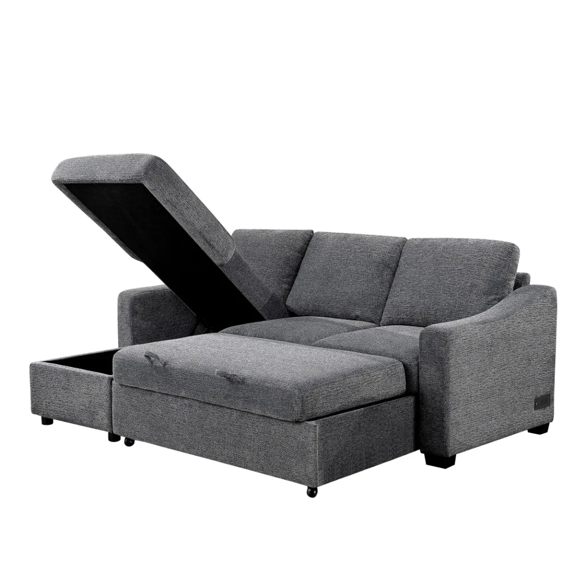 Coddle Aria Fabric Sleeper Sofa with Reversible Chaise and Storage, Beige/Gray - Online Shop