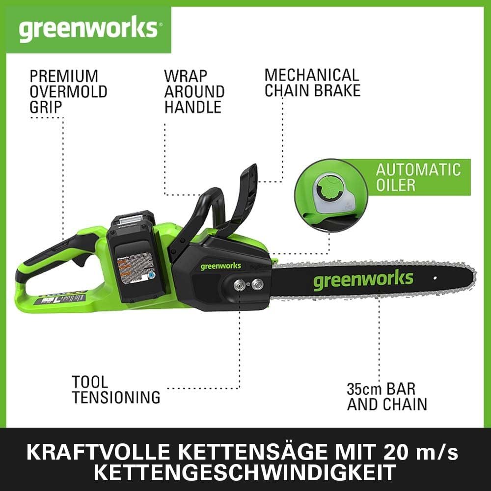 Greenworks 48 V (2 x 24 V) Battery Chainsaw with Brushless Motor GD24X2CS36K4X - Online Shop