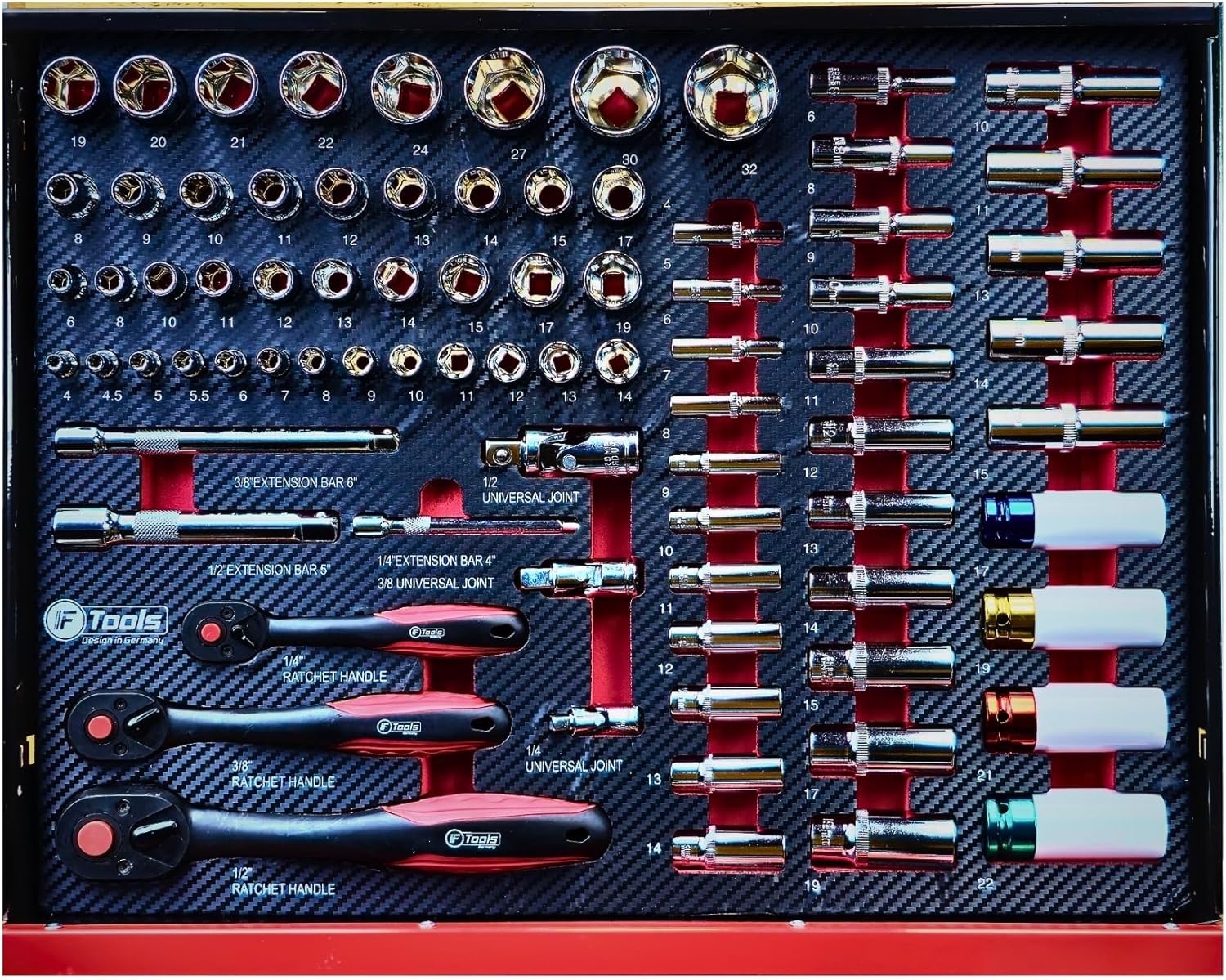 toolcar F-Tools Red XXL workshop trolley tool trolley filled with tools - Online Shop