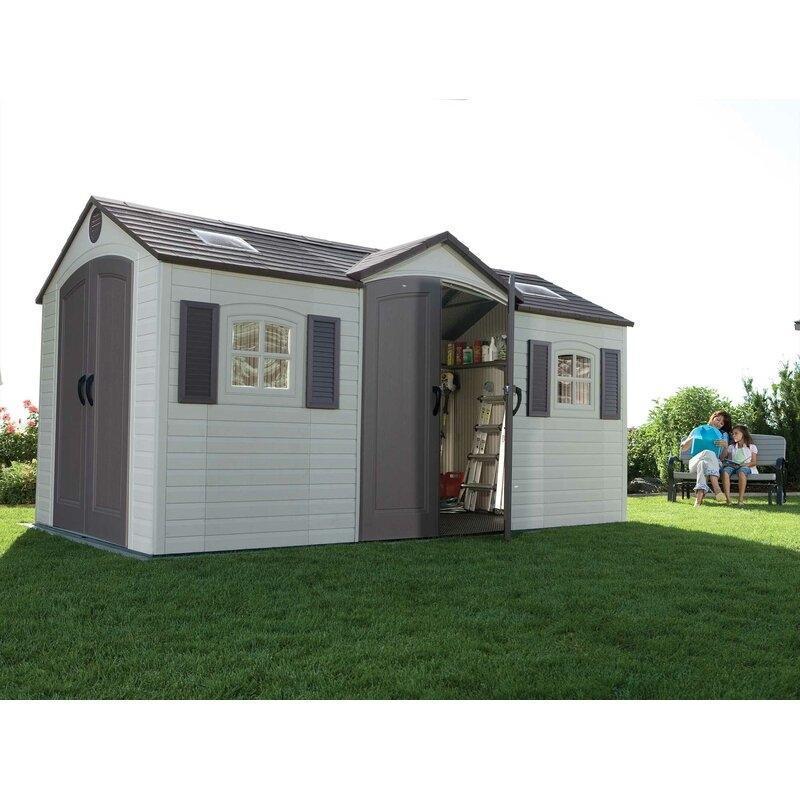 Dual Entry 15 ft. W x 8 ft. D Plastic Storage Shed - Online Shop