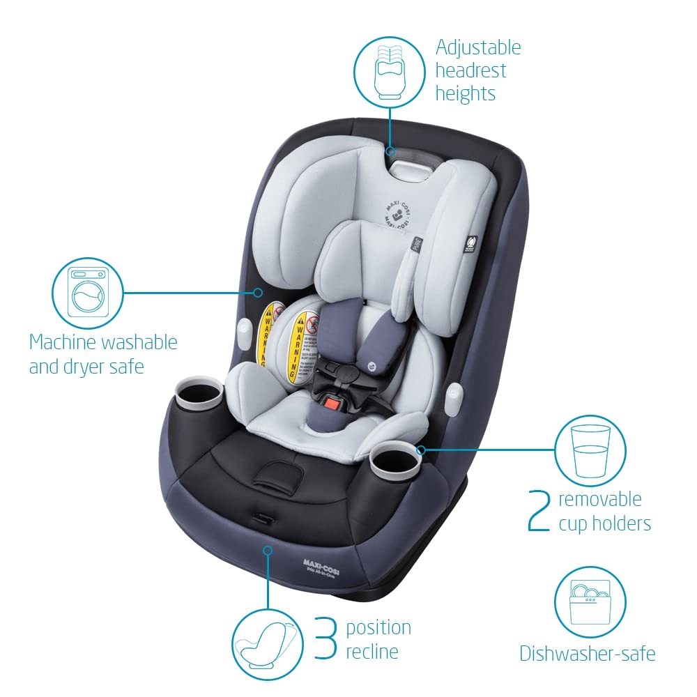Maxi-Cosi Pria All-in-One Convertible Car Seat, Rear Facing Car Seat for Infants from 4-40 lbs, Forward Facing Car Seat up to 100 lbs in Booster Seat Mode, Midnight Slate - Online Shop