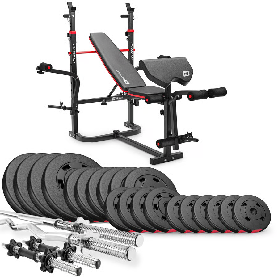 Hop-Sport plastic dumbbell set with weight bench 1065 - Online Shop