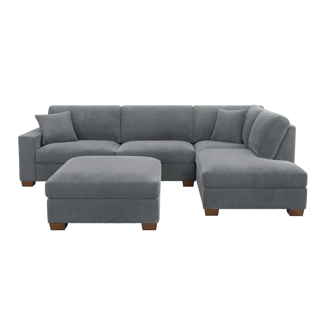 Thomasville Artesia Corduroy Fabric Sectional with Ottoman - Online Shop