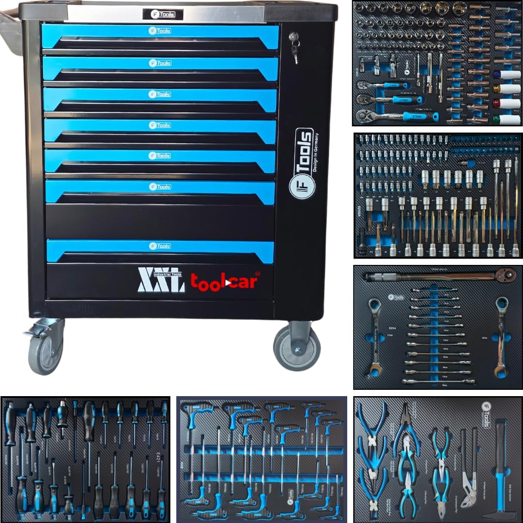 toolcar F-Tools Red XXL workshop trolley tool trolley filled with tools - Online Shop