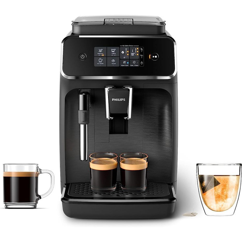 Philips 2200 Series fully automatic espresso machine - classic milk frother, 2 coffee varieties, intuitive touch display, black - Online Shop