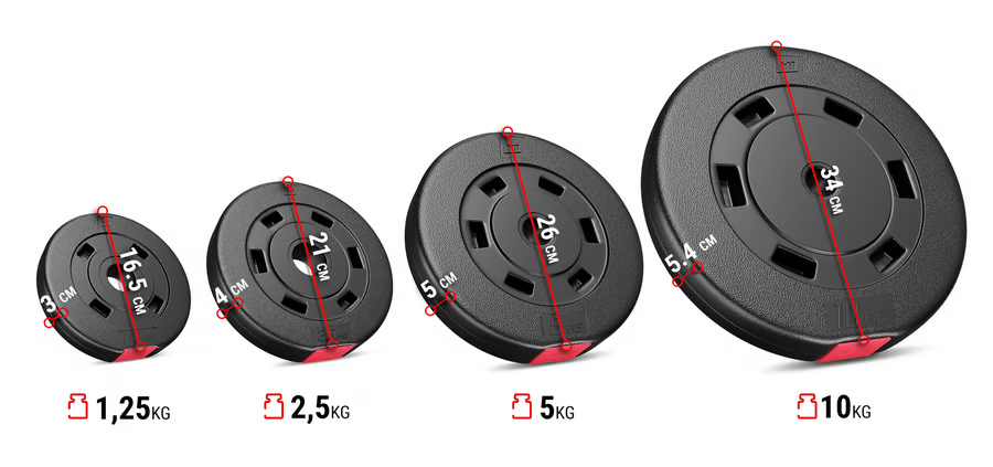 Hop-Sport plastic dumbbell set with weight bench 1065 - Online Shop
