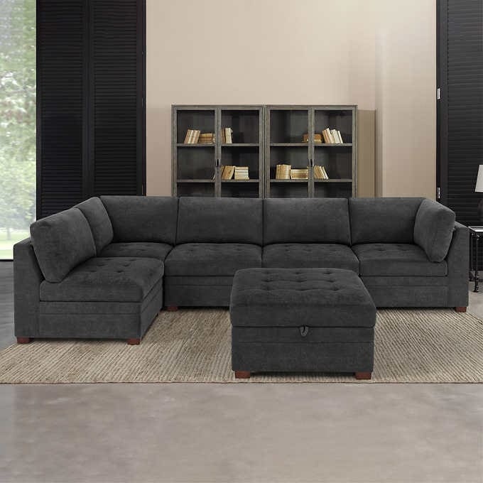 Thomasville Tisdale Fabric Sectional with Storage Ottoman - Online Shop