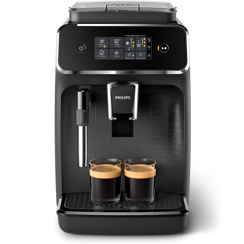 Philips 2200 Series fully automatic espresso machine - classic milk frother, 2 coffee varieties, intuitive touch display, black - Online Shop