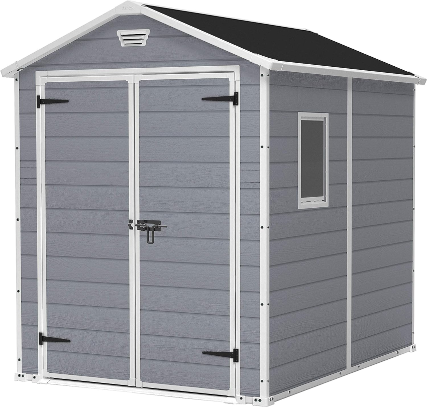 Keter Manor Outdoor Plastic Garden Storage Shed, Grey, 6 x 8 ft - Online Shop