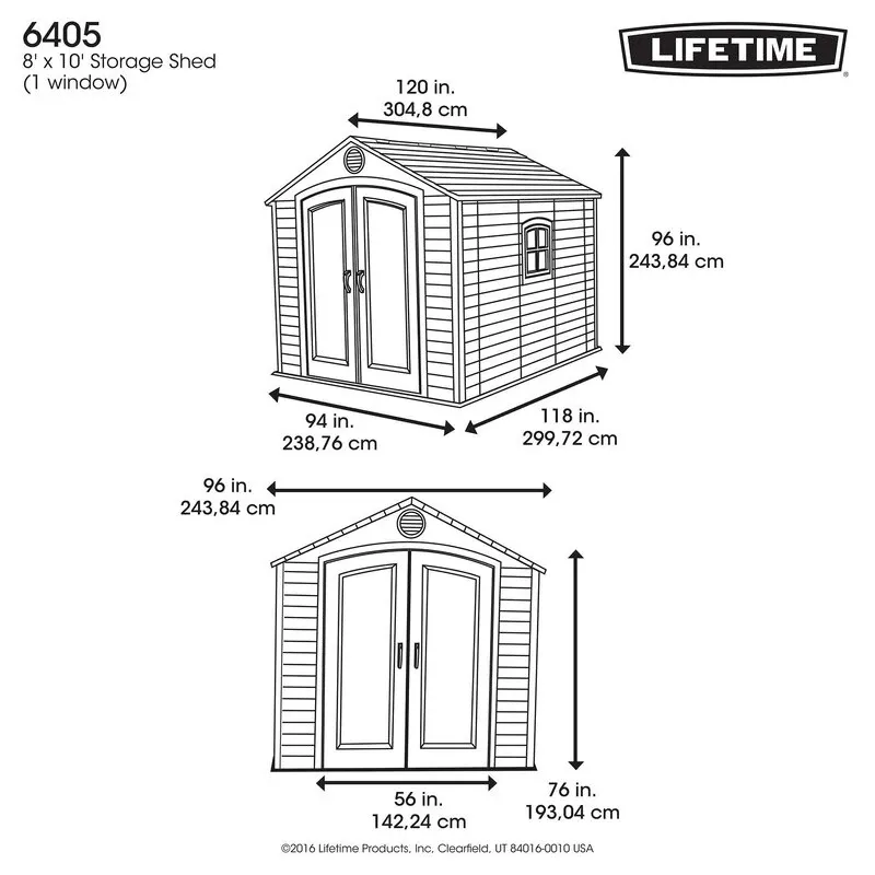 8 feet. Width x 10 feet. D plastic traditional storage shed - Online Shop