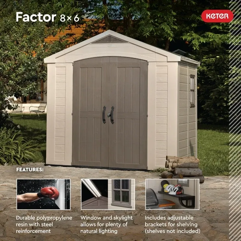 Factor 8 ft wide x 6 ft deep plastic storage shed - Online Shop