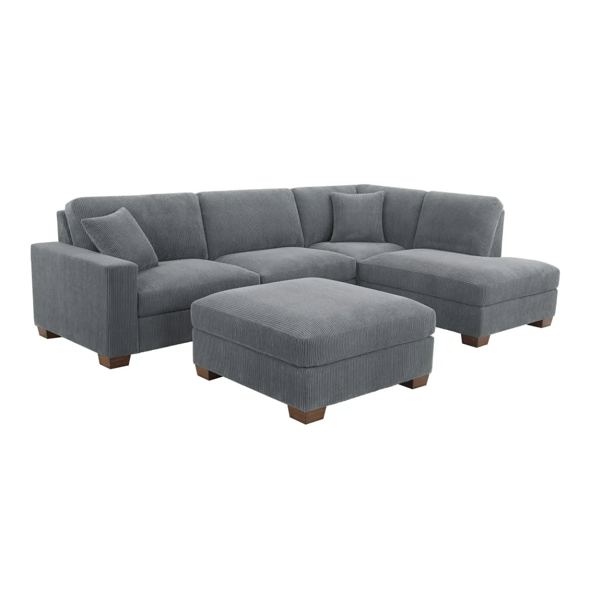 Thomasville Artesia Corduroy Fabric Sectional with Ottoman - Online Shop