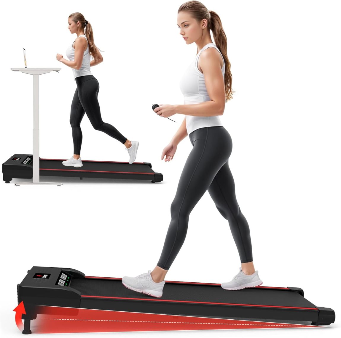Walking Vibration Mat with APP, 3-in-1 Under Desk Treadmill, 2.5 HP Low Noise Walking Treadmill Mat with Remote Control, Home Office Portable Treadmill - Online Shop