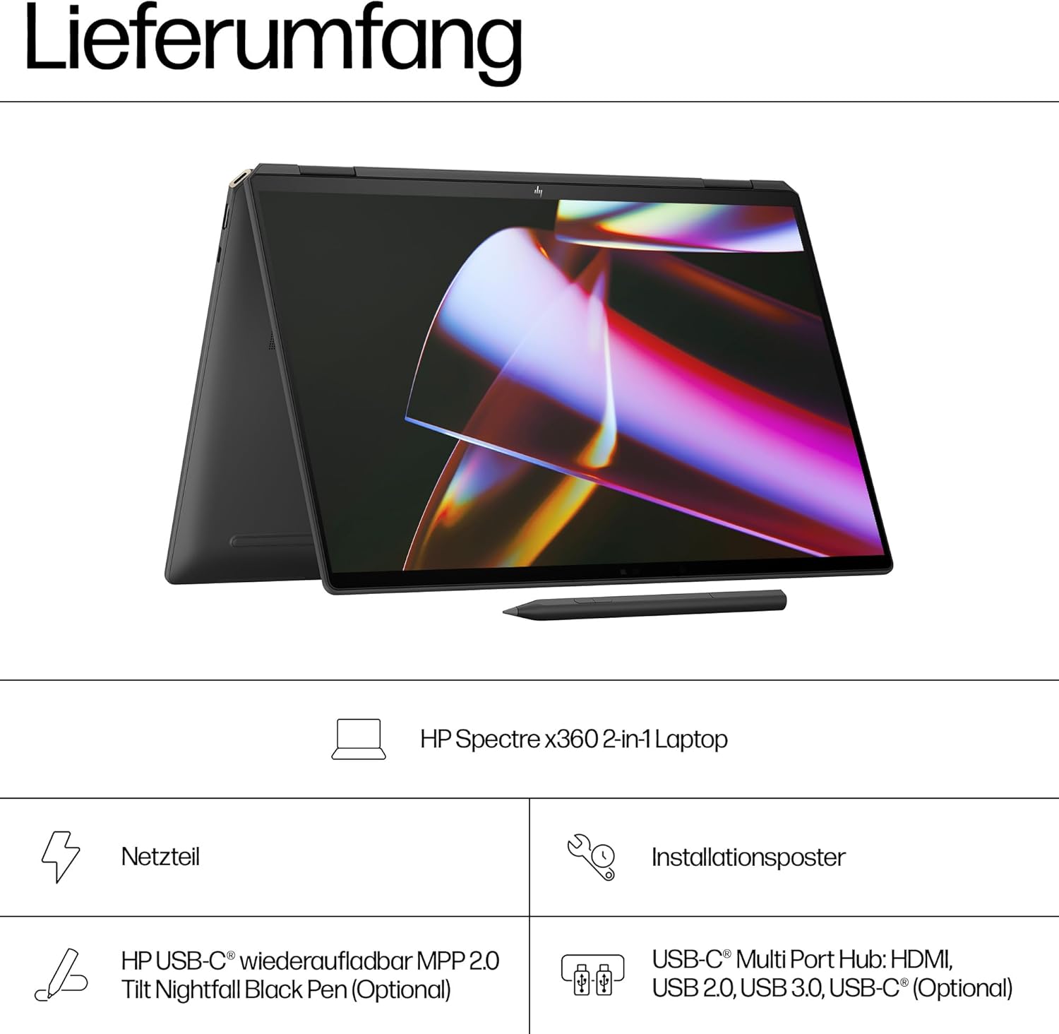 HP Spectre x360 2-in-1 Convertible Laptop | Intel Core Ultra 7 155H with Integrated AI | 16 Inch WQXGA IPS Touchscreen | 16GB RAM | 1TB SSD | Intel Arc Graphics | Win11 | QWERTZ Copilot Key - Online Shop