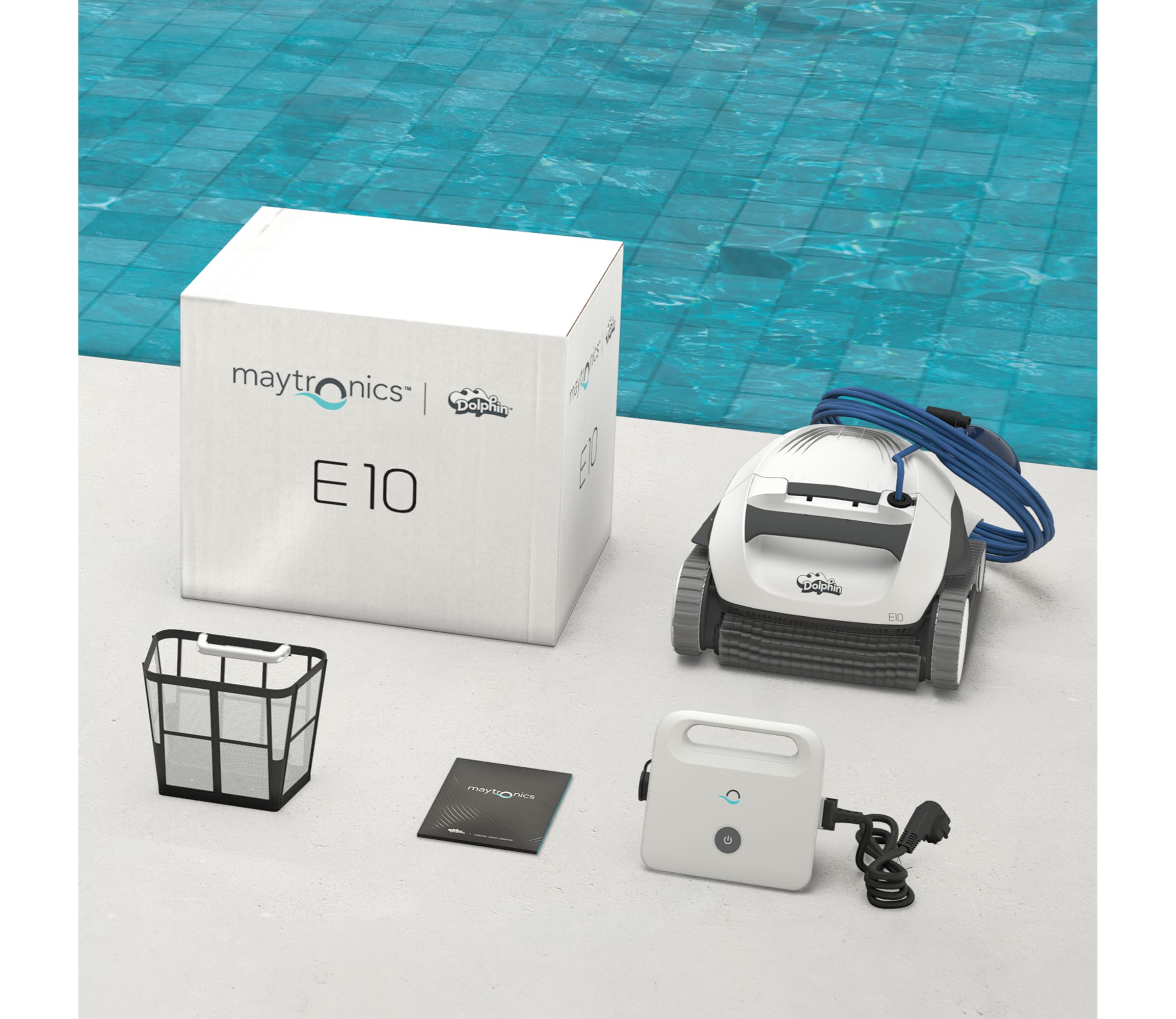 Dolphin E10 Electric Pool Cleaner Robot - Bottom Cleaning, Above Ground Pools up to 8 meters in Length - Online Shop