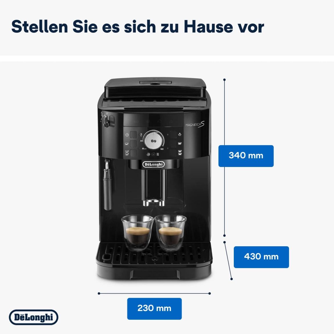 De'Longhi Magnifica S ECAM11.112.B Fully Automatic Coffee Machine with Milk Frothing Nozzle for Cappuccino with Espresso Direct Selection Buttons and Rotary Control 2 Cup Function Black - Online Shop