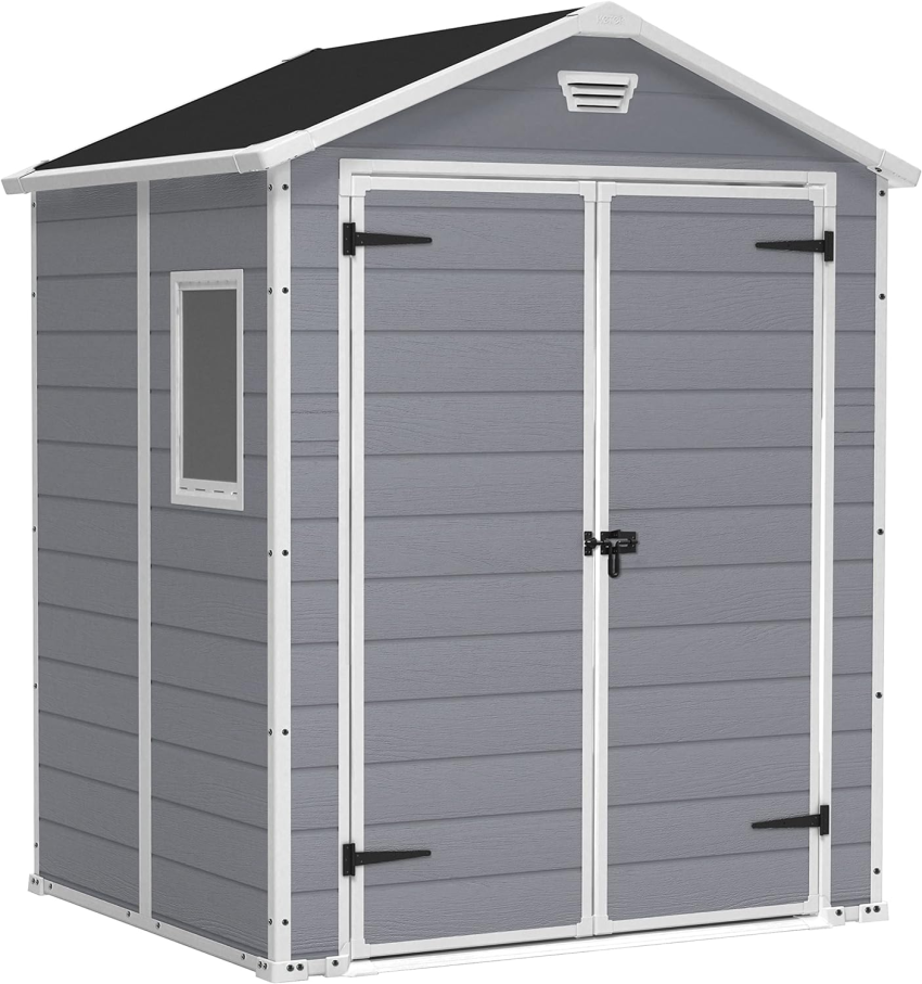 Keter Manor Outdoor Plastic Garden Storage Shed, Grey, 6 x 8 ft - Online Shop
