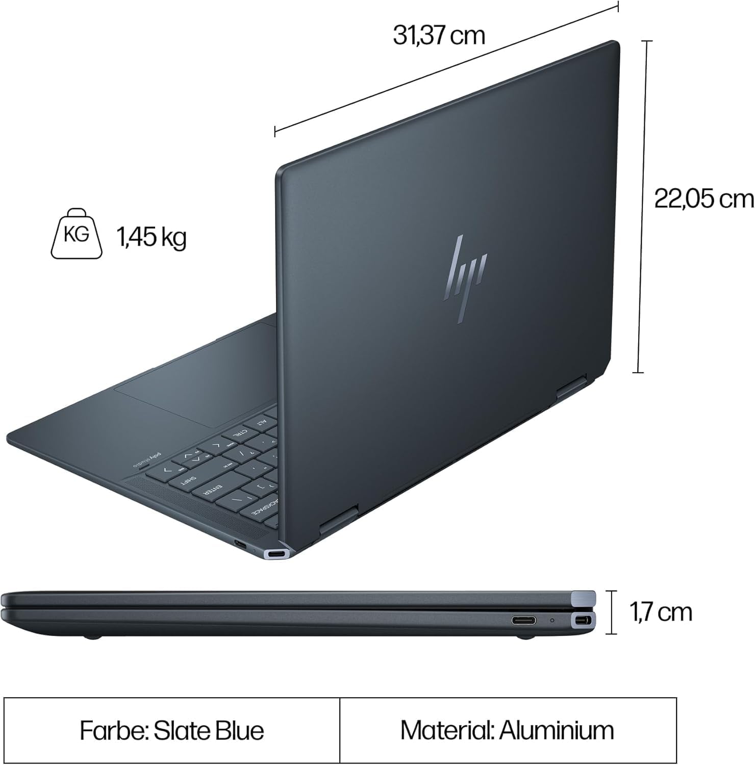 HP Spectre x360 2-in-1 Convertible Laptop | Intel Core Ultra 7 155H with Integrated AI | 16 Inch WQXGA IPS Touchscreen | 16GB RAM | 1TB SSD | Intel Arc Graphics | Win11 | QWERTZ Copilot Key - Online Shop