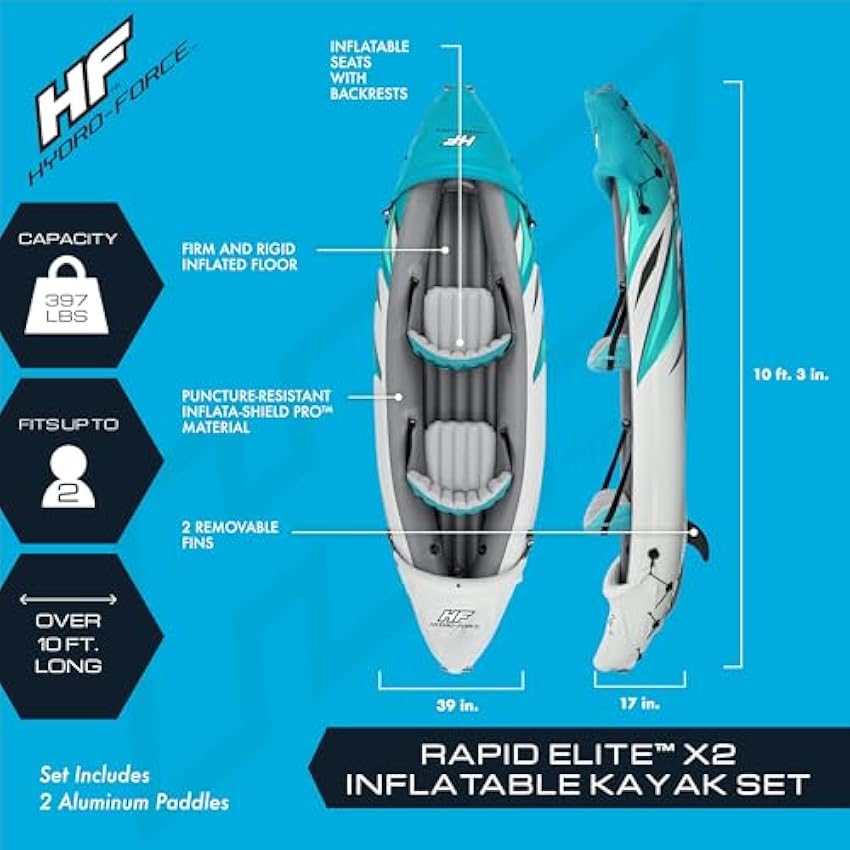 Bestway Hydro Force Inflatable Kayak Set | Includes Seat, Paddle, Hand Pump, Storage Carry Bag | Great for Adults, Kids and Families - Online Shop