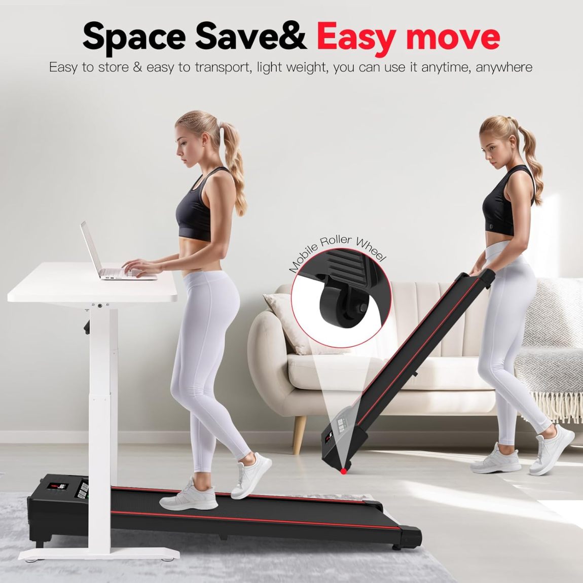 Walking Vibration Mat with APP, 3-in-1 Under Desk Treadmill, 2.5 HP Low Noise Walking Treadmill Mat with Remote Control, Home Office Portable Treadmill - Online Shop