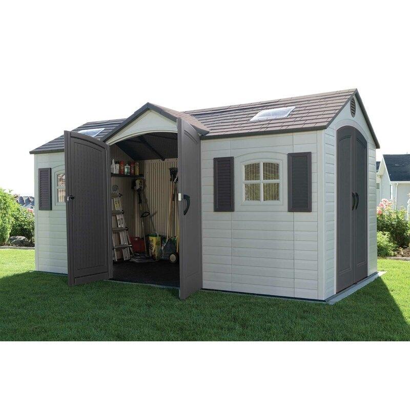 Dual Entry 15 ft. W x 8 ft. D Plastic Storage Shed - Online Shop