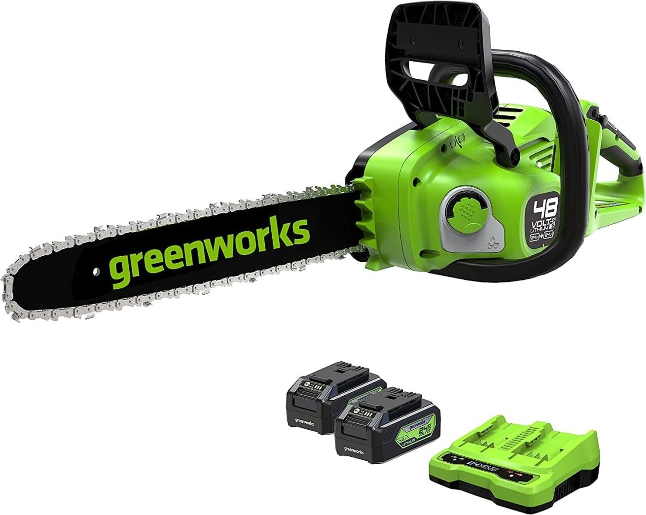Greenworks 48 V (2 x 24 V) Battery Chainsaw with Brushless Motor GD24X2CS36K4X - Online Shop