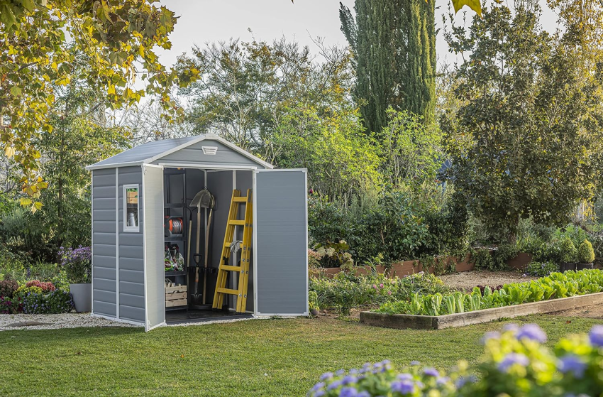 Keter Manor Outdoor Plastic Garden Storage Shed, Grey, 6 x 8 ft - Online Shop