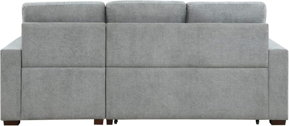 Sleeper Sofa, L Shape Sectional Couch with Right Storage Chaise and Pull Out Sofa Bed, Grey - Online Shop