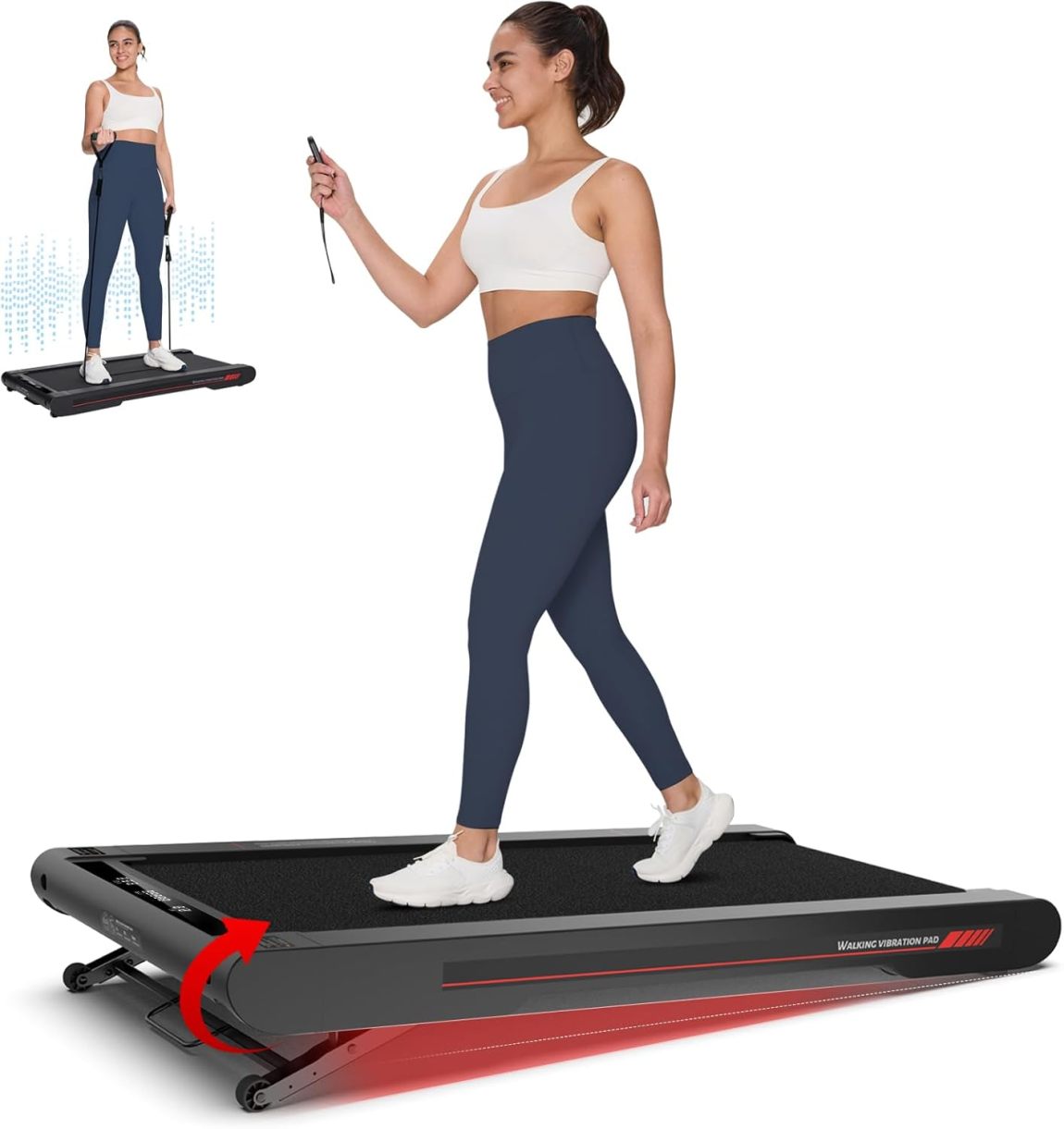 Walking Vibration Mat with APP, 3-in-1 Under Desk Treadmill, 2.5 HP Low Noise Walking Treadmill Mat with Remote Control, Home Office Portable Treadmill - Online Shop