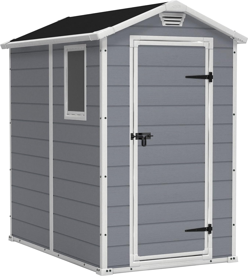 Keter Manor Outdoor Plastic Garden Storage Shed, Grey, 6 x 8 ft - Online Shop